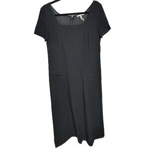Black Rodier Dress 100% Cotton Classic Basic France Minimalist Linen‎ Sz 40 US 8